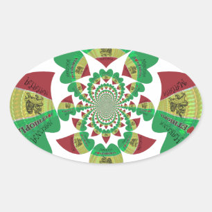 I Love Ethiopia Kaleidoscope - Oprechte Rasta-kuns Ovale Sticker