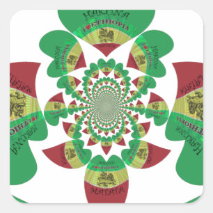 I Love Ethiopia Kaleidoscope - Oprechte Rasta-kuns Vierkante Sticker