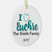 I Love Euchre Personalized Design Keramisch Ornament (Rechts)