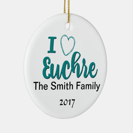 I Love Euchre Personalized Design Keramisch Ornament (Rechts)