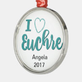 I Love Euchre Personalized Design Metalen Ornament (Links)