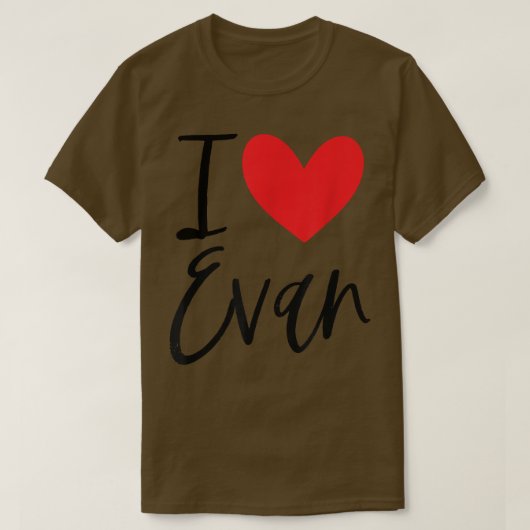 I Love Evan Name Heart Personalized Mannen Guy BFF T-shirt (Design voorkant)