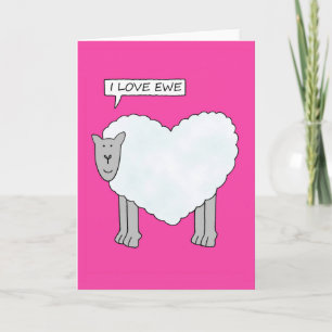I Love Ewe Cartoon Valentijn Sheep Feestdagen Kaart