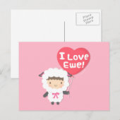 I Love Ewe Cute Sheep Pun Humor Briefkaart (Voorkant / Achterkant)