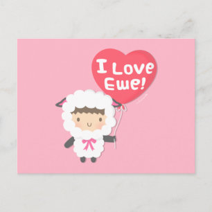 I Love Ewe Cute Sheep Pun Humor Briefkaart
