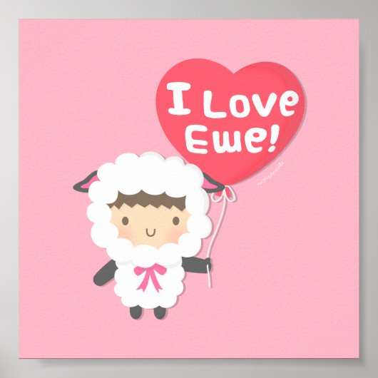 I Love Ewe Cute Sheep Pun Humor Poster (Voorkant)