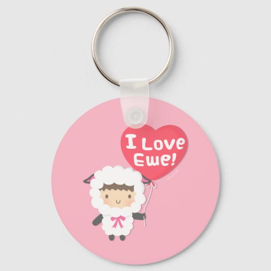 I Love Ewe Cute Sheep Pun Humor Sleutelhanger (Voorkant)