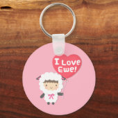 I Love Ewe Cute Sheep Pun Humor Sleutelhanger (Voorkant)