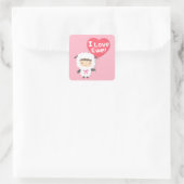 I Love Ewe Cute Sheep Pun Humor Vierkante Sticker (Tas)