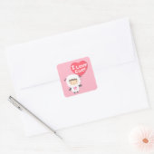 I Love Ewe Cute Sheep Pun Humor Vierkante Sticker (Envelop)
