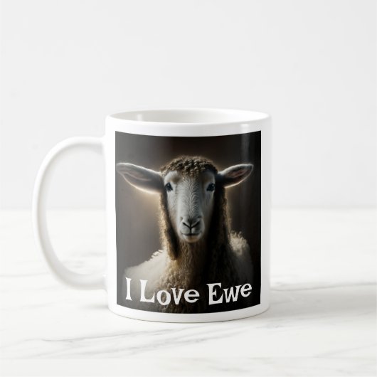 I Love Ewe | Grappige woordspeling Koffiemok (Links)
