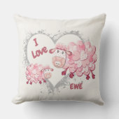 I Love Ewe Pink Cushion  Kussen (Voorkant)
