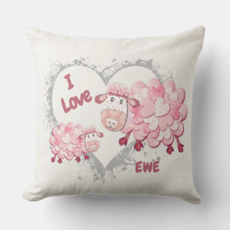 I Love Ewe Pink Cushion  Kussen