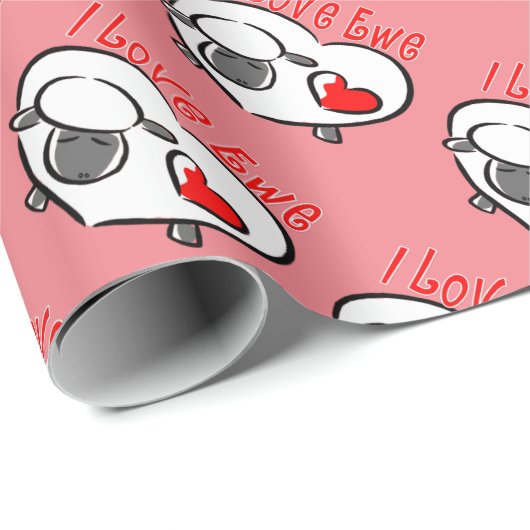 I Love Ewe Romantic Quottes Cadeaupapier (Rol Hoek)