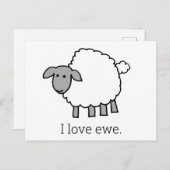 I Love Ewe Sheep Briefkaart (Voorkant / Achterkant)