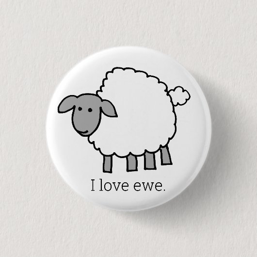 I Love Ewe Sheep Button (Voorkant)