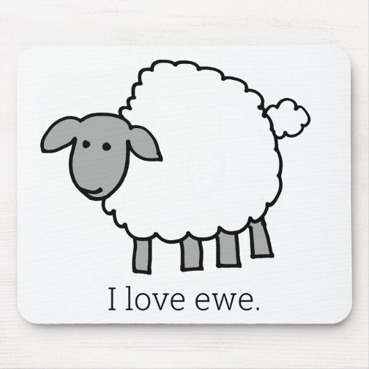 I Love Ewe Sheep Muismat (Voorkant)
