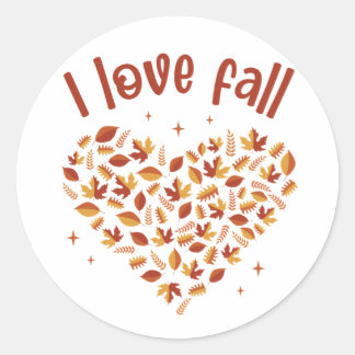 I Love Fall. Heart W Leaves Ronde Sticker