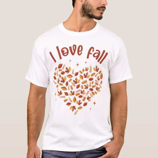 I Love Fall. Heart W Leaves T-shirt (Voorkant)