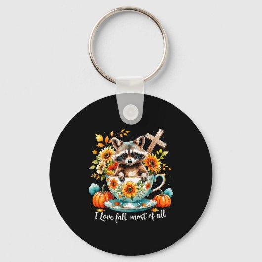 I Love Fall Most Of All Raccoon Autumn Gift  Sleutelhanger (Voorkant)