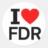 I Love FDR Ronde Sticker (Voorkant)
