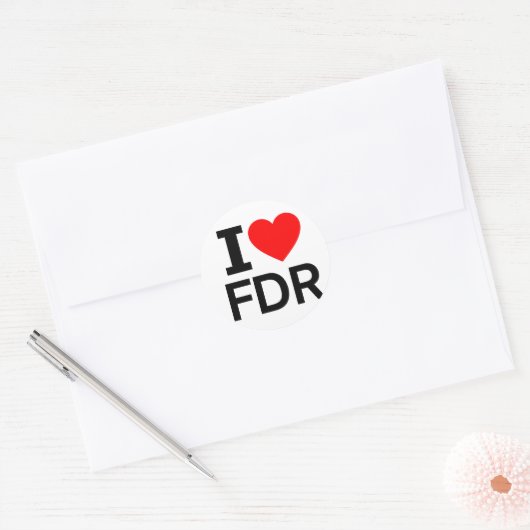 I Love FDR Ronde Sticker (Envelop)