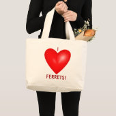 I Love Ferrets with Red Heart Grote Tote Bag (Voorkant (product))