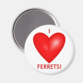 I Love Ferrets with Red Heart Magneet (Voorkant / Achterkant)