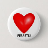 I Love Ferrets with Red Heart Ronde Button 5,7 Cm (Voorkant)