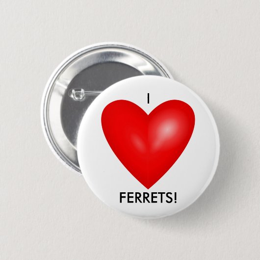 I Love Ferrets with Red Heart Ronde Button 5,7 Cm (Voorkant /achterkant)