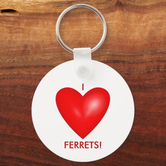 I Love Ferrets with Red Heart Sleutelhanger (Achterkant)