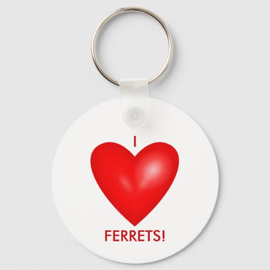 I Love Ferrets with Red Heart Sleutelhanger (Achterkant)
