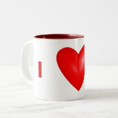 I Love Ferrets with Red Heart Tweekleurige Koffiemok (Voorkant links)