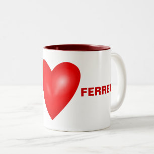 I Love Ferrets with Red Heart Tweekleurige Koffiemok