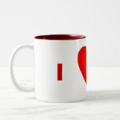 I Love Ferrets with Red Heart Tweekleurige Koffiemok (Links)