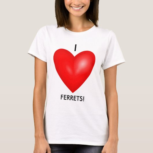 I Love Ferrets with Red Heart Women's T-shirt (Voorkant)