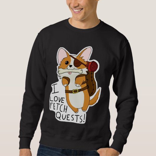 I Love Fetch Quests Dnd Corgi Trui (Voorkant)