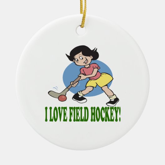 I Love Field Hockey 2 Keramisch Ornament (Voorkant)