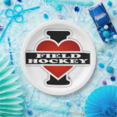 I Love Field Hockey Papieren Bordje (Feest)