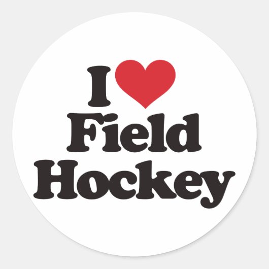 I Love Field Hockey Ronde Sticker (Voorkant)