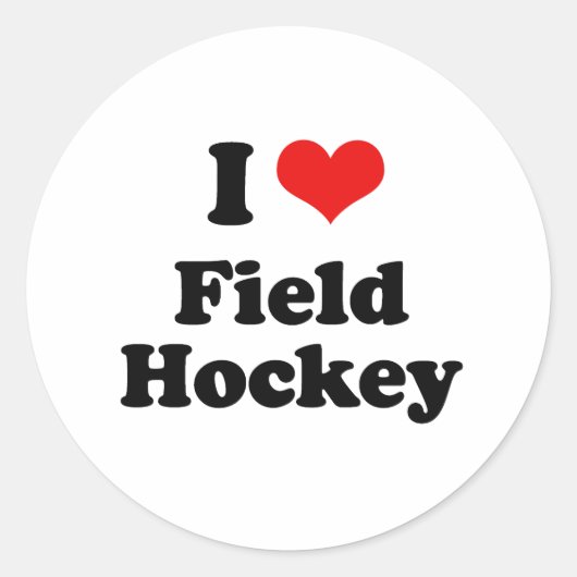 I Love Field Hockey Tshirt Ronde Sticker (Voorkant)