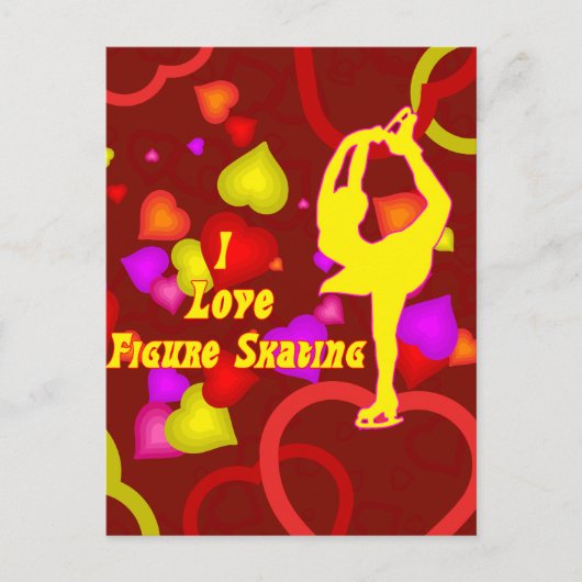 I Love Figuur Skating Retro Briefkaart (Voorkant)