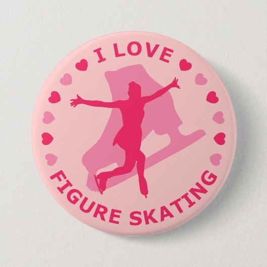 I Love Figuur Skating Ronde Button 7,6 Cm (Voorkant)