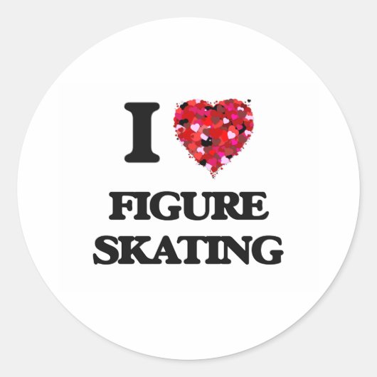 I Love Figuur Skating Ronde Sticker (Voorkant)