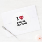 I Love Figuur Skating Ronde Sticker (Envelop)