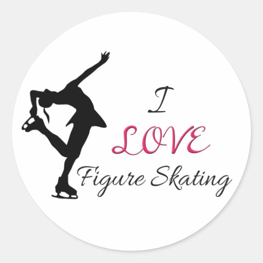 I Love Figuur Skating Ronde Sticker (Voorkant)