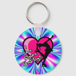 I Love Figuur Skating Sleutelhangers - Blue & Roze