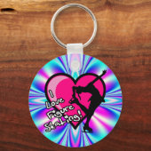 I Love Figuur Skating Sleutelhangers - Blue & Roze (Voorkant)