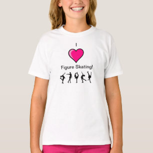 I Love Figuur Skin roze hart and skater design T-shirt