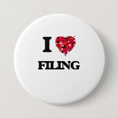I Love Filing Ronde Button 7,6 Cm (Voorkant)